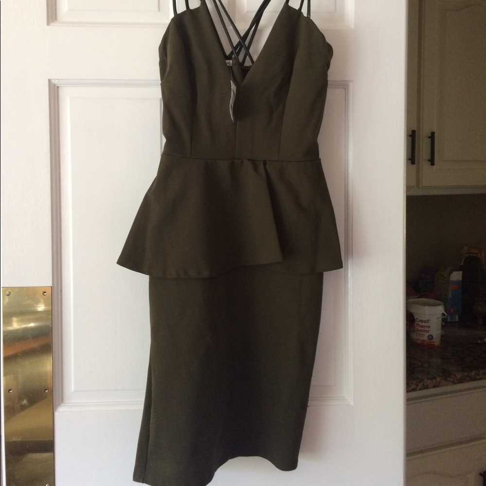 Charlotte Russe Strappy Olive Peplum dress